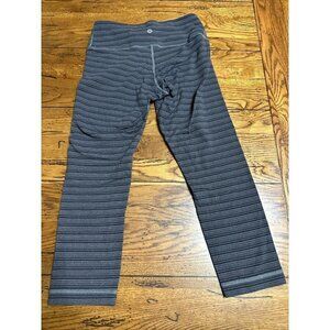 Lululemon Wunder Under Crop 21" Horizontal Striped Grey Size 4 LL1